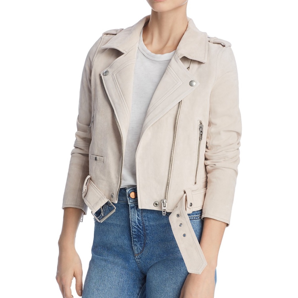 BlankNYC Suede Moto Jacket in White Sand